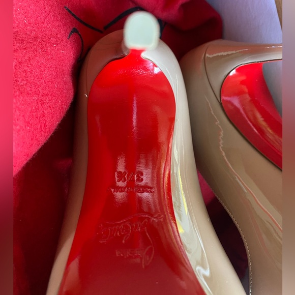 Pigalle Follies Louboutin Size 37.5 Nude Pointed High Heel Shoe With Box and Bag - Picture 8 of 14